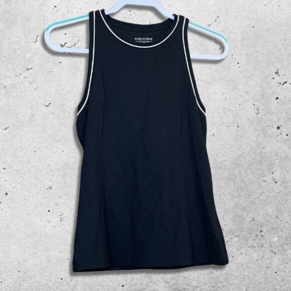 Adrienne Vittadini Ringer Top Breathable Fabric Lightweight White Trim‎ Black SP - Picture 1 of 7